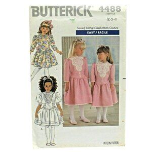 Butterick 4488 Childs Dress Sewing Pattern Child Girls Size 2-4 Easter Fancy